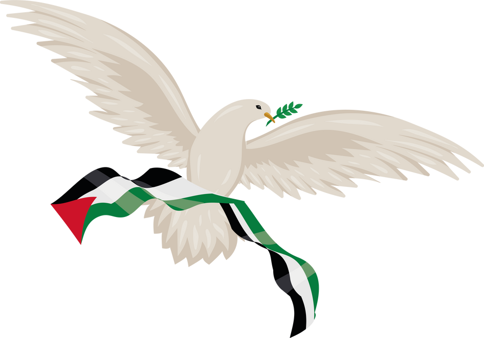 palestine peace dove holding flag illustration